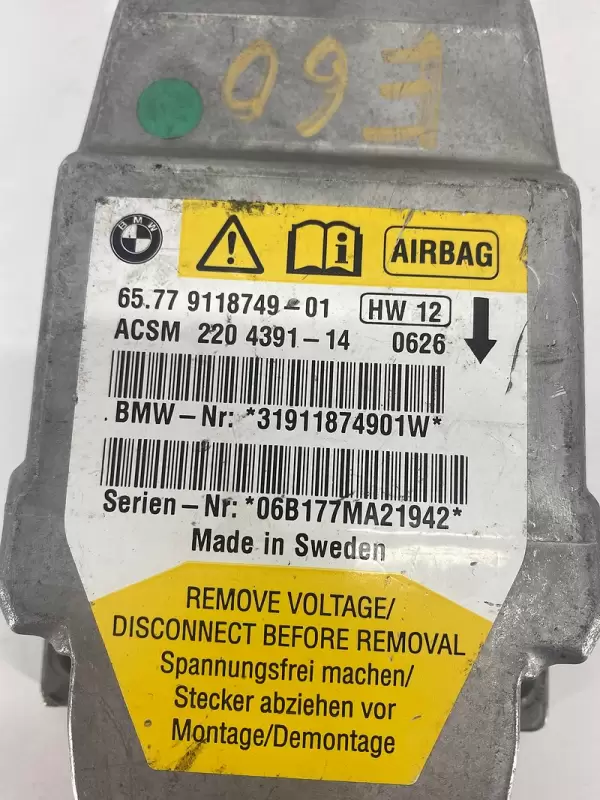 BMW E63 Airbag Beyni Beyni 65779118749 | E63 Airbag Kontrol Ünitesi ( Orjinal)