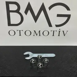 BMW Logolu Alüminyum Altıgen Sibop Kapağı Seti - 4'lü GRİ Sibop Kapağı ve Anahtarı - 3