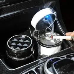 Araç İçi BARDAK TUTUCU Led Işıklı Taşınabilir Kül Tablası Alüminyum Fincan Dumansız Oto Küllük-BEYAZ - 2