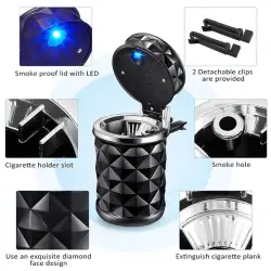 Araç İçi BARDAK TUTUCU Led Işıklı Taşınabilir Kül Tablası Alüminyum Fincan Dumansız Oto Küllük-BEYAZ - 3
